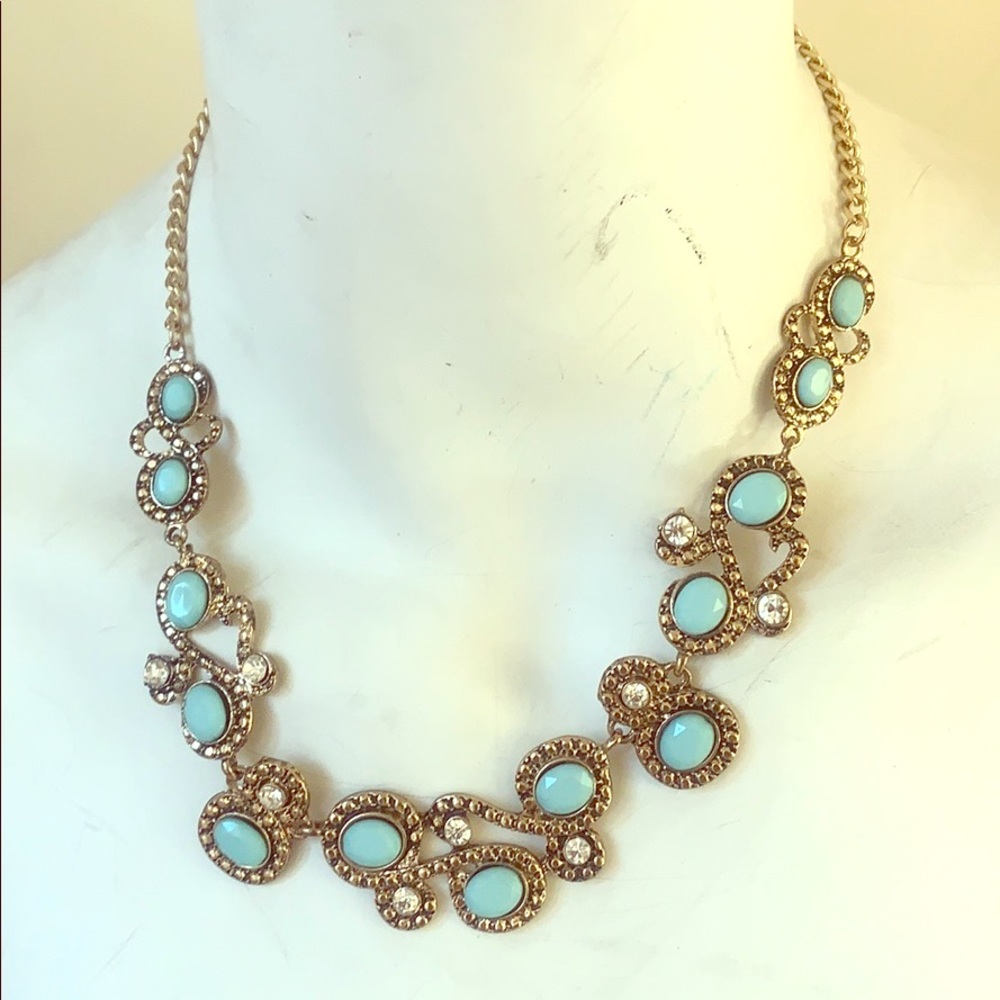 Elie women’s turquoise necklace gold tone